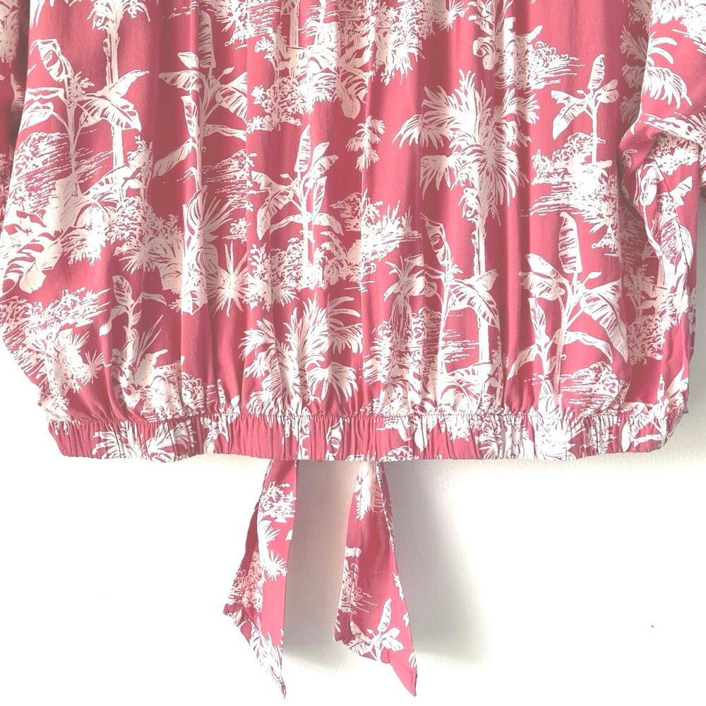 American Eagle Cropped Hawaiian Shirt Womens Size L Casual Coquette Tropical - Picture 7 of 14